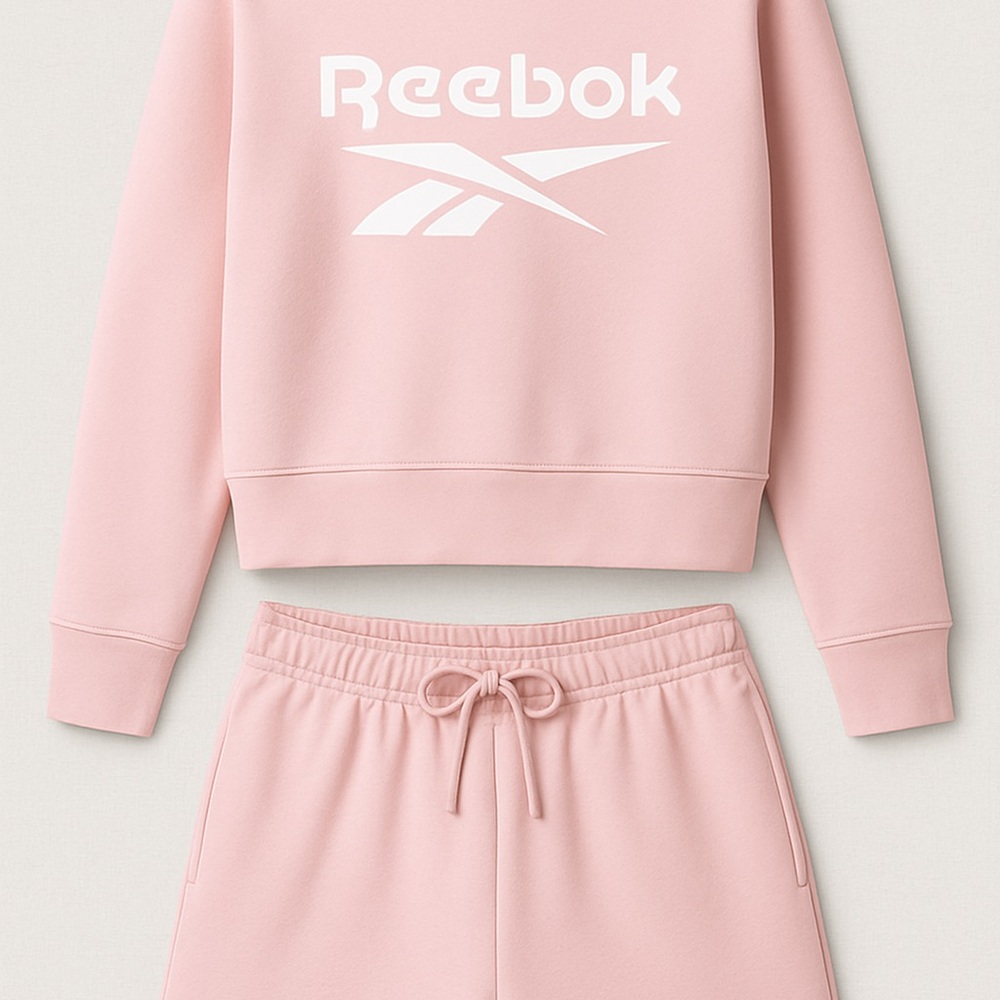 Reebok 2-Piece Lounge Set – Light Pink Sweater + Shorts